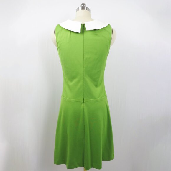 Adorable Lime Green Mod '60s Style Dress with Petal Collar by Fervour Size M - Picture 4 of 14